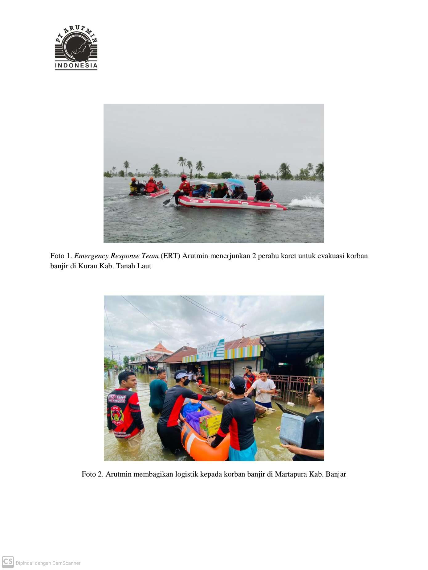 Arutmin Bergerak Ditengah Banjir, Rabby; 112 Perusahaan Dikotabaru Agar Bisa Bantu Korban Banjir