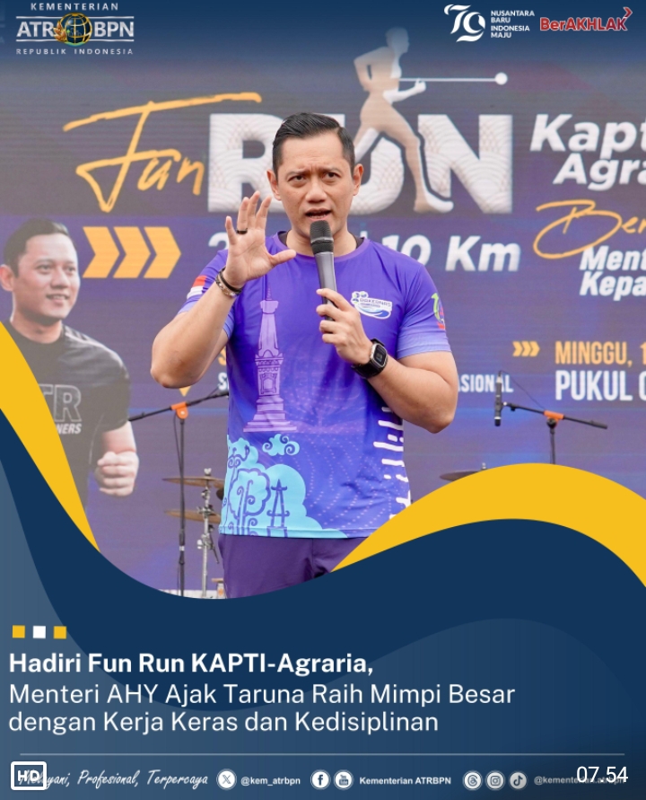 Hadiri Fun Run KAPTI-Agraria, Menteri AHY Ajak Taruna Raih Mimpi Besar dengan Kerja Keras dan Kedisi...